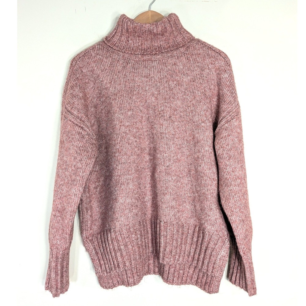 Industry Dusty Rose Sweater; Turtleneck Ribbed Knit Oversized XL, NWT